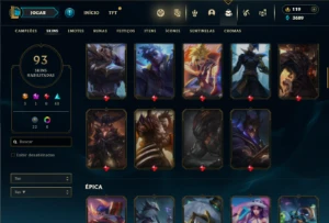 Platina 3 com 100 Champs e 93 Skins ( ADC / JG ) - League of Legends LOL