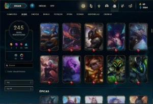 Conta ouro 3 com TODOS os champs e 245 Skins + 600k de Zoe - League of Legends LOL