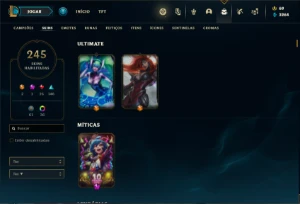 Conta ouro 3 com TODOS os champs e 245 Skins + 600k de Zoe - League of Legends LOL