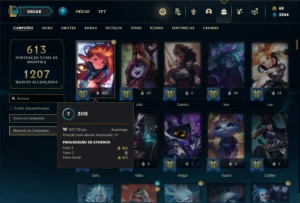 Conta ouro 3 com TODOS os champs e 245 Skins + 600k de Zoe - League of Legends LOL