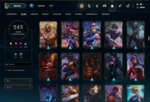 Conta ouro 3 com TODOS os champs e 245 Skins + 600k de Zoe - League of Legends LOL