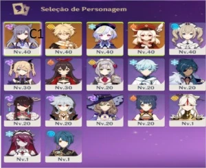 CONTA GENSHIN IMPACT RANK 25 COM 3 PERSONAGENS 5*