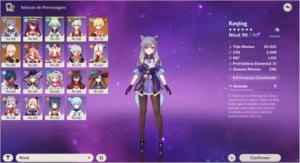 conta genshin ar 51 keqing, kazuha e mona + 5 armas 5 star - Genshin Impact