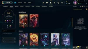CONTA LEAGUE OF LEGENS OURO IV - 55 CAMPEÕES - 32 SKINS - League of Legends LOL