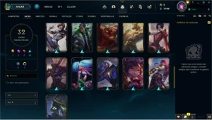 CONTA LEAGUE OF LEGENS OURO IV - 55 CAMPEÕES - 32 SKINS - League of Legends LOL