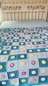 Colcha Margaridas em Crochê - Artesanato e Personalizados