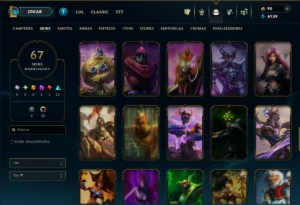 Ouro 4 com 95 Champs e 67 Skins - League of Legends LOL