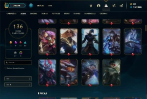 Conta prata 2 com 150 Champs e 136 Skins - League of Legends LOL