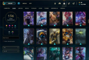 Conta prata 2 com 150 Champs e 136 Skins - League of Legends LOL