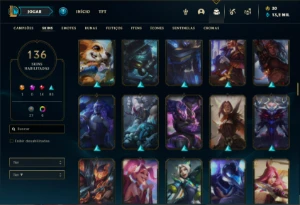 Conta prata 2 com 150 Champs e 136 Skins - League of Legends LOL