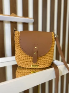 Bolsa Shopper Bag Mostarda com Couro