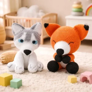 Kit Husky e Raposa Soneca em Amigurumi - Artesanato e Personalizados