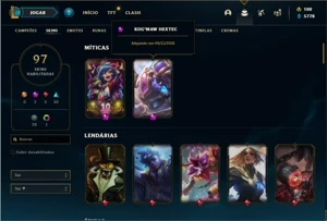 Conta prata 4 com 125 Champs e 97 Skins + 2 Miticas - League of Legends LOL