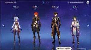 CONTA AR55 COM DILUC,ZHONG,XIAO,GANYU + ARMAS 5 ESTRELA - Genshin Impact