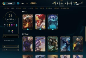 Platina 4 com 60 Champs e 21 Skins +6 Vitoriosas - League of Legends LOL
