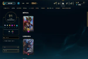 Platina 4 com 60 Champs e 21 Skins +6 Vitoriosas - League of Legends LOL