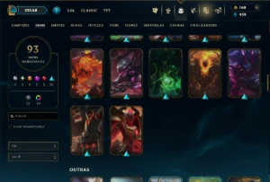 Prata 4 com 110 Champs e 93 Skins +4 Vitoriosas - League of Legends LOL