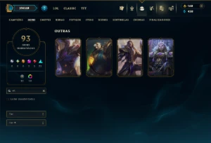 Prata 4 com 110 Champs e 93 Skins +4 Vitoriosas - League of Legends LOL
