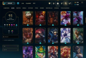 Prata 4 com 110 Champs e 93 Skins +4 Vitoriosas - League of Legends LOL