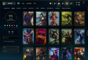 Prata 4 com 110 Champs e 93 Skins +4 Vitoriosas - League of Legends LOL