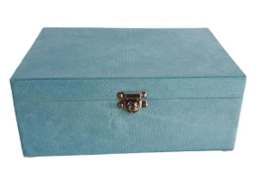 Caixa Grande em Suede Azul para Joias e Bijuterias - Artesanato e Personalizados
