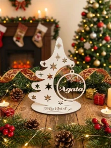 Mini Árvore de Natal em MDF Personalizada com Nome