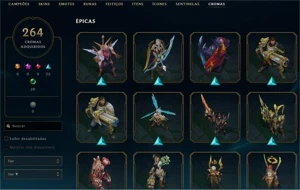 Conta League of Legends com mais de 1065 skins e conteudos LOL