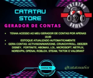 GERADOR DE CONTAS CatatauStore ! steam tiktok warzone hbomax - Redes Sociais