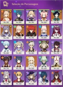 GENSHIM IMPACT AR 56 27PERSONAGENS 7 5* e 3 armas5*  ventic1 - Genshin Impact