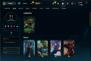 Platina 4 com 55 Champs e 31 Skins - League of Legends LOL