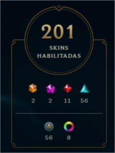 Conta de 2014 com 201 skins - League of Legends LOL
