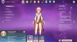 Conta Genshin Impact AR 5 com Yae Miko e Jean