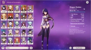CONTA AR 55 COM 7 CINCO ESTRELAS E TRES ARMAS CINCO ESTRELAS - Genshin Impact