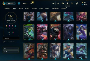 Conta prata 4 com TODOS os champs e 162 Skins + 1 Prestigio - League of Legends LOL