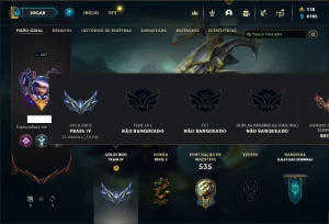 Conta prata 4 com TODOS os champs e 162 Skins + 1 Prestigio - League of Legends LOL