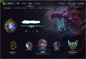 Conta league of legends, Platina 4, 97 skins ,110 champions LOL