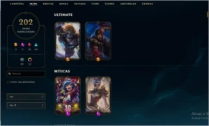 full champ + 204 skins + 359 ícones - League of Legends LOL