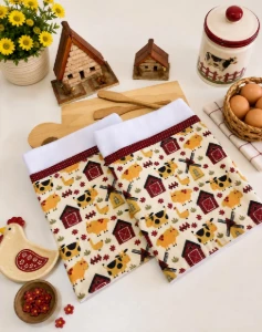 Pano de Prato Artesanal Fazendinha - 50 x 70 cm - Artesanato e Personalizados