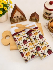 Pano de Prato Artesanal Fazendinha - 50 x 70 cm - Artesanato e Personalizados