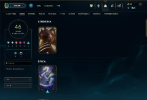 Unranked com 55 Champs e 46 Skins - League of Legends LOL