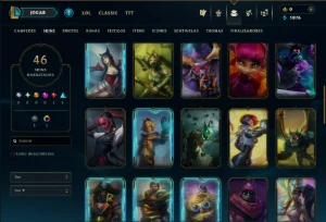 Unranked com 55 Champs e 46 Skins - League of Legends LOL