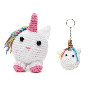 Duo unicórnio bola e chaveiro unicórnio pequeno em amigurumi - Artesanato e Personalizados