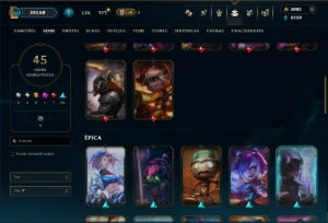 Unranked com 60 Champs e 45 Skins +3000 RP - League of Legends LOL