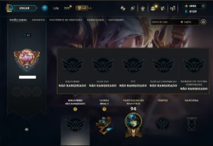 Unranked com 60 Champs e 45 Skins +3000 RP