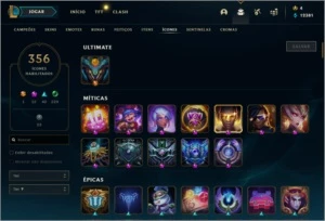 Conta de lol com mais de 600 skins - League of Legends