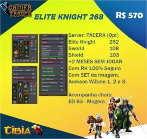 EK 268 - PACERA - SWORD 108 / SHIELD 103 - COM ITEM - COM RK - Tibia