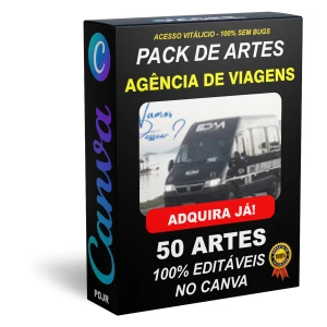 Pack Canva Agência de Viagens - 50 Artes Editáveis - Serviços Digitais