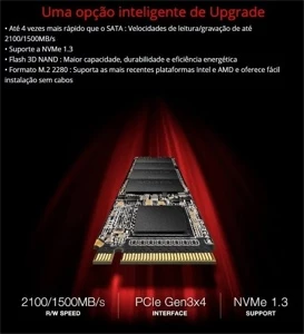 SSD 3x4gen M2 NVME 2280 1TB ADATA XPG SX6000 2100/1500mbs - Produtos Físicos
