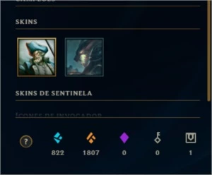 CONTA PLATINA 4 - VARIAS SKINS - League of Legends LOL