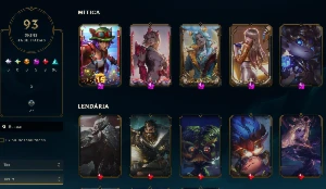 Conta LOL Unranked, todos os champions e 93 skins